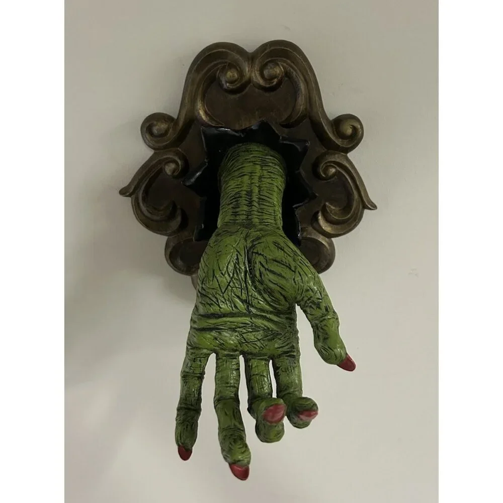 Halloween Decor Dept 56 Green Witch Hand Wall Mount Coat Hook Spooky Funny